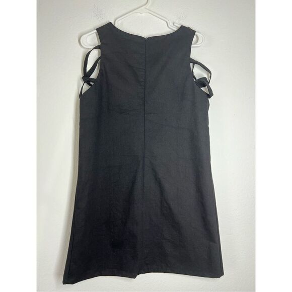 Black Grommet Lace-Up Sleeveless Mini Dress Sz L - Picture 4 of 12